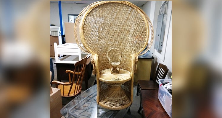 large weaved light brown chair