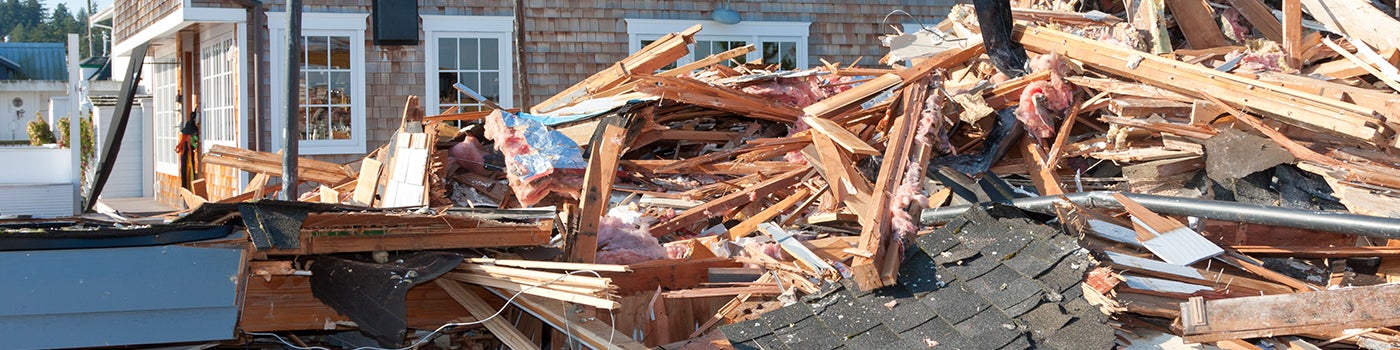 Pile of construction debris ready for removal and disposal