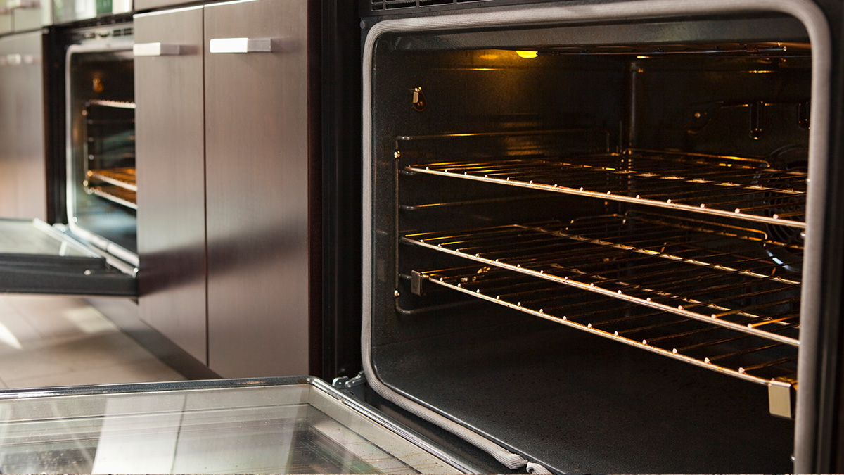 The inside of an old stove.