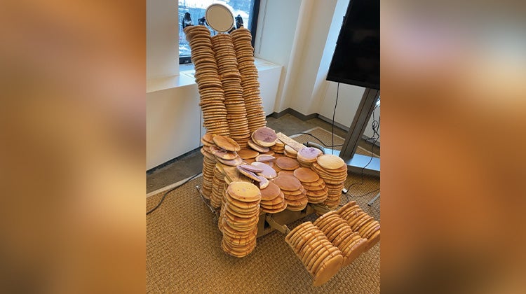 Real functioning armchair made of pancakes